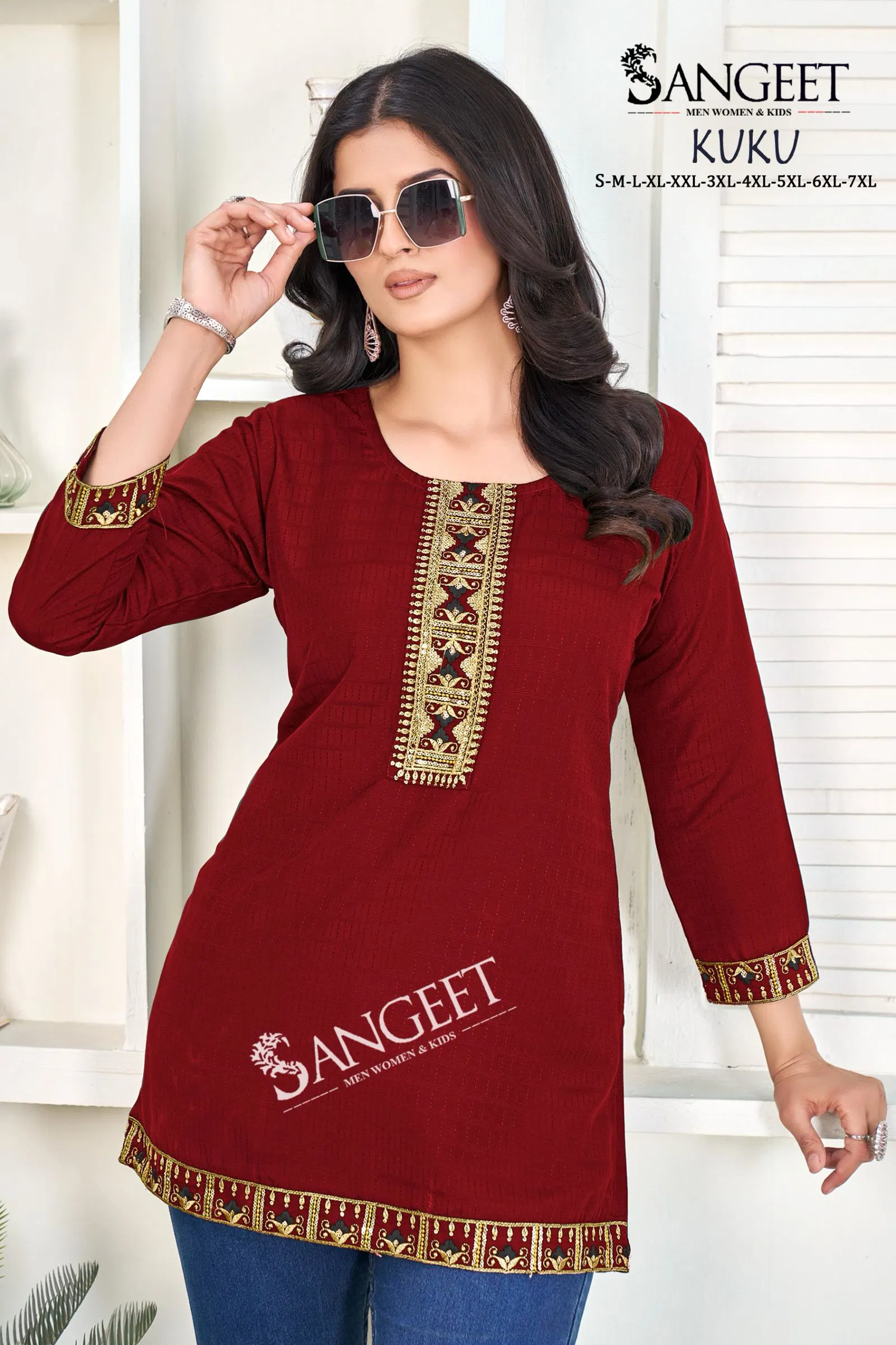 Kuku By Sangeet Heavy Rayon Multi Embroidery Kurti Suppliers In India
